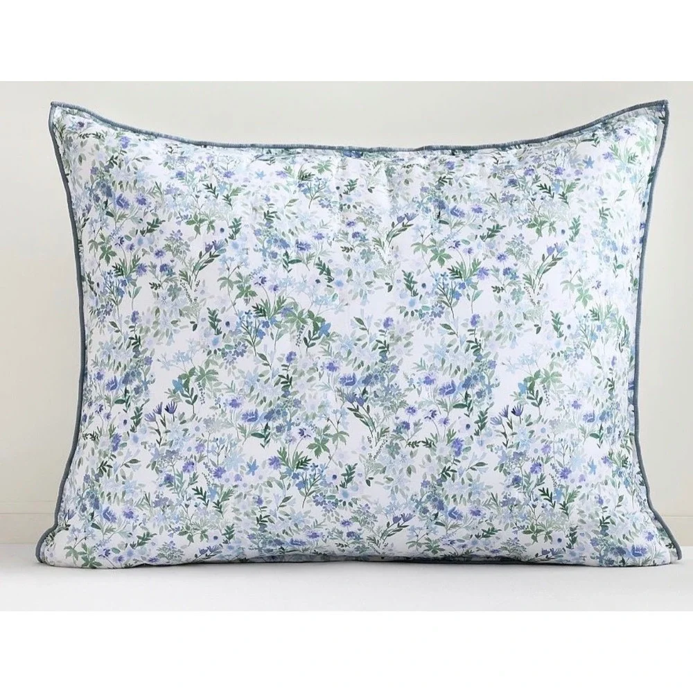 Pottery Barn 2 AERIN Floral Reversible 100%  Cotton Shams, NWT, Retail $79